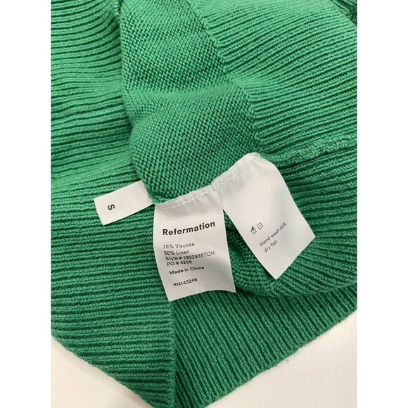 Reformation Linen Knit Hearts Sweater Small Short Sleeves Crop Preppy - Picture 4 of 6